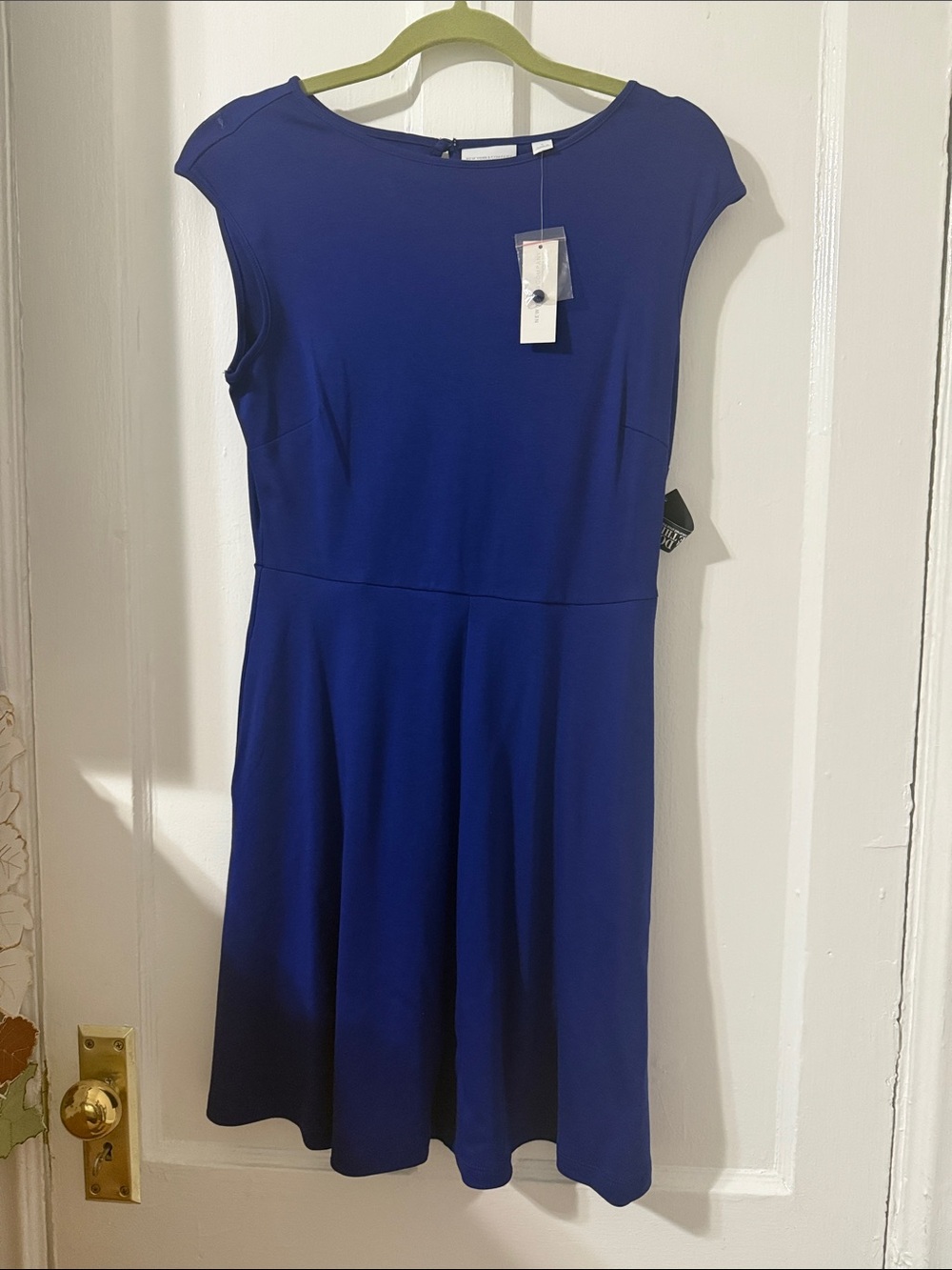 NWT New York & Company Royal Blue Cap-Sleeve Fit & Flare Midi Dress